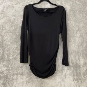 Soft Surroundings stretch Jersey Knit Ruched sides Tunic Blouse Top Size M Black